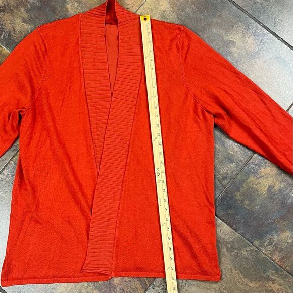 Red Woman Reddish Orange Open Front Knit Cardigan 3X - Picture 5 of 10